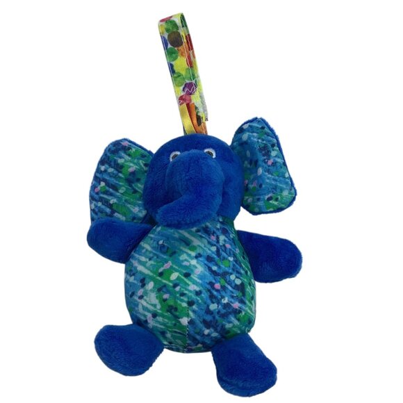 World Of Eric Carle Blue Green Elephant Plush Toy Loop Handle 5" Soft Baby - Picture 1 of 5